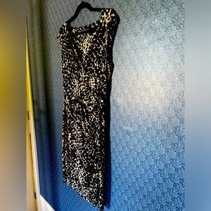 Lauren Ralph Lauren Short Sleeve Cinch Waist Dress Size 12 Tan/Black Neutral